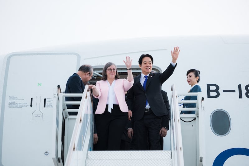 Taiwanese President Lai Ching-te is welcomed by Ingrid Larson, Managing Director of the American Institute in Taiwan, in Honolulu, Hawaii, Nov. 30, 2024.