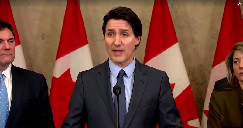 加拿大总理特鲁多宣布启动对中国干预选举的一系列调查方式。(路透社视频截图)