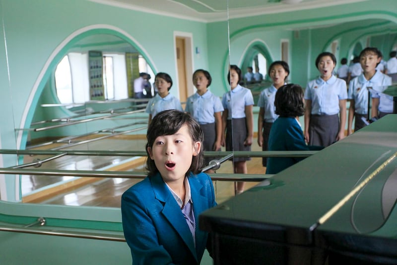 North Korean students sing in music class at the Pyongyang Orphans' Secondary School in Pyongyang, North Korea, Sept. 1, 2016. (Jon Chol Jin/AP)